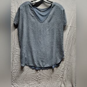 Blue With Cream Dots V Neck By Loft Large